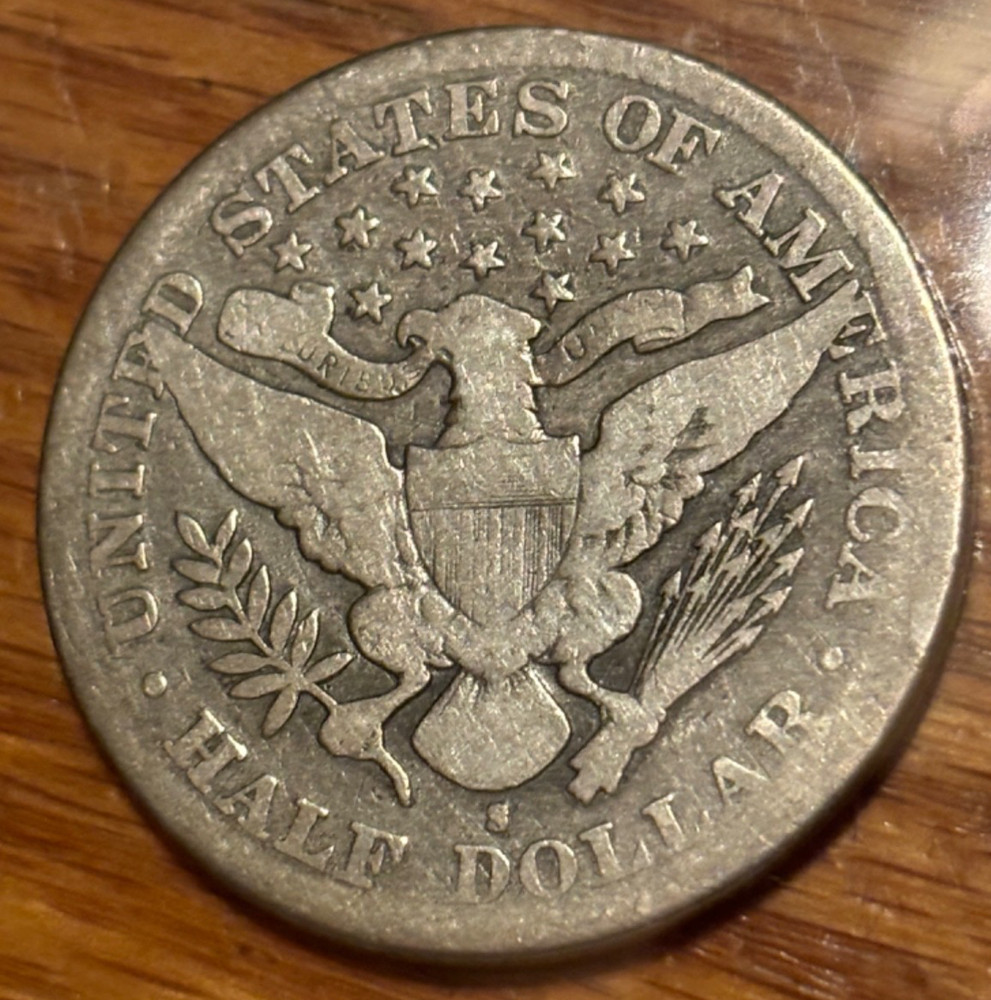 1896-s Barber Half Dollar , better date , VG