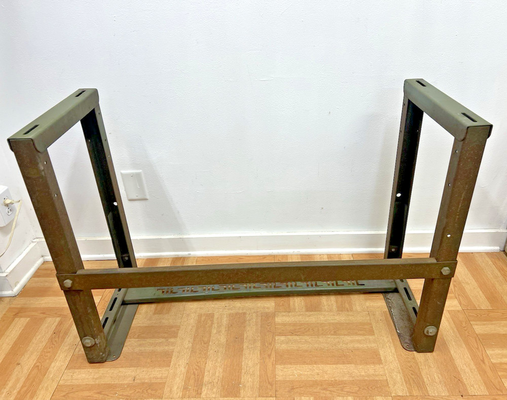 Vintage METAL TABLE BASE work bench ends desk adjustable industrial machine age