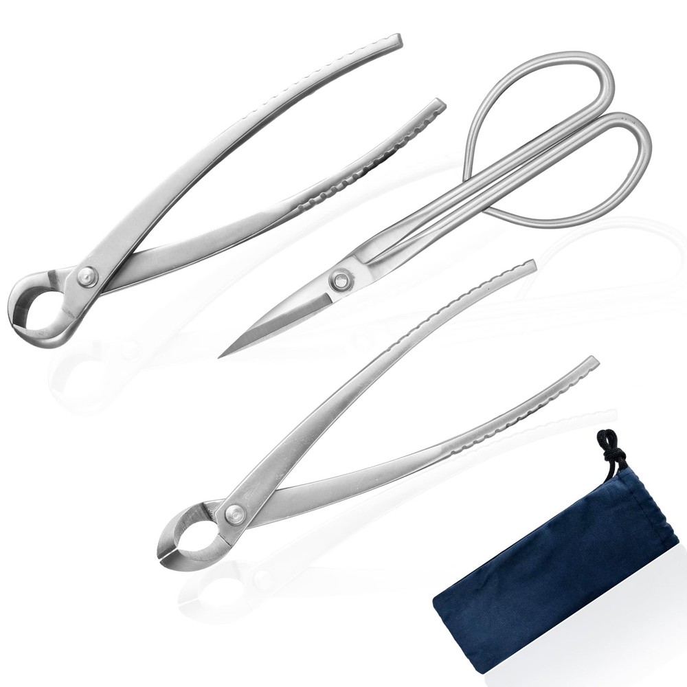 Bonsai Tools Set, 3-Piece Bonsai Tree Tools – Includes Knob Cutter, Concave C...