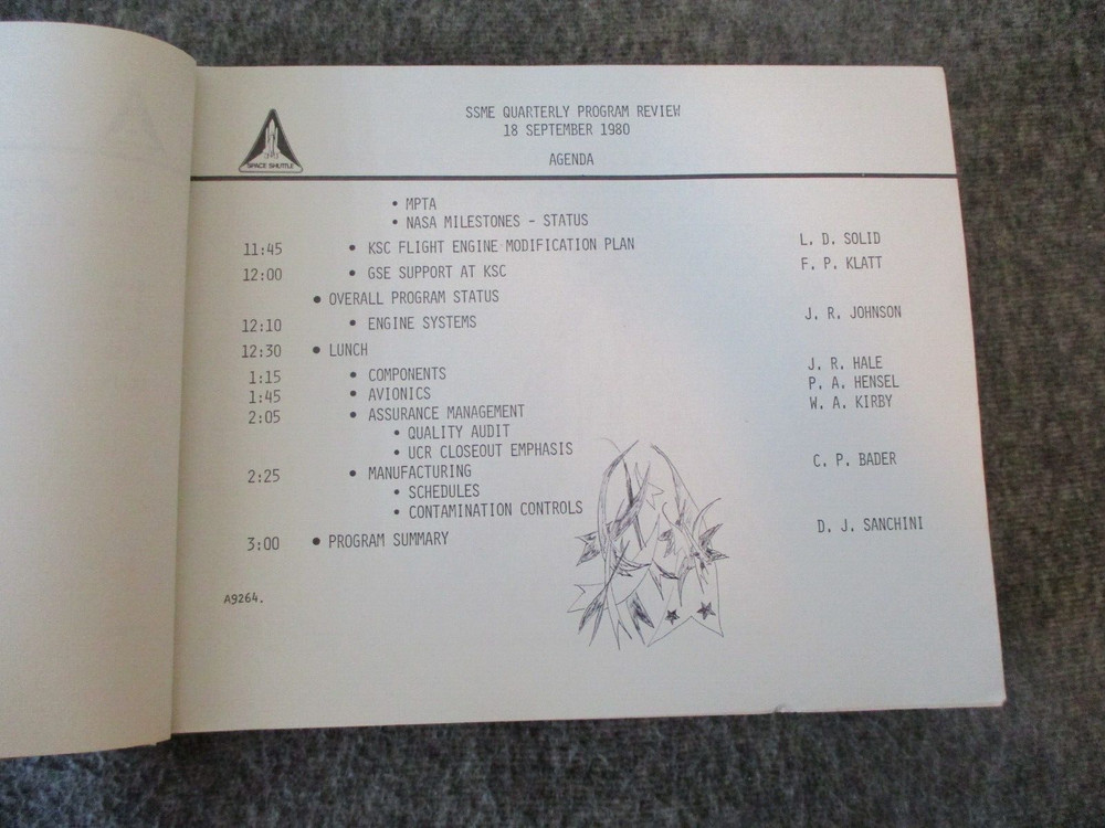 NASA/ROCKETDYNE SPACE SHUTTLE SSME 1980 ENGINE DEVELOPMENT REVIEW+BOOKLET