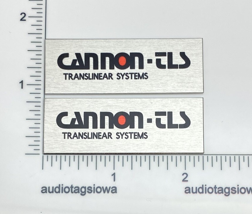 Cannon TLS Translinear Systems Speaker Badges Custom Made Aluminum