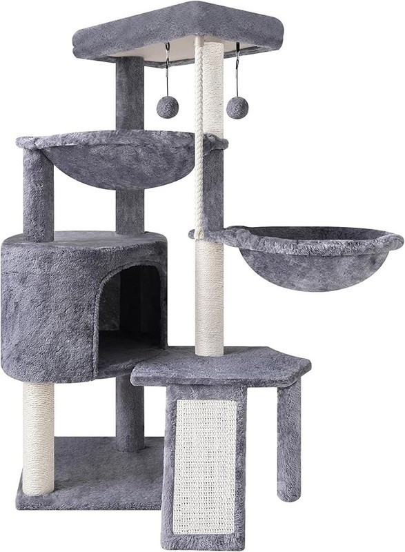 Xin Three Layer Cat Tree with Condo and Two Hammocks,Grey