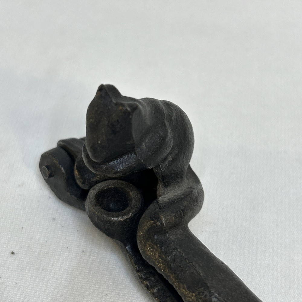 Vintage Cast Iron Hand Held Squirrel Figure Nut Cracker