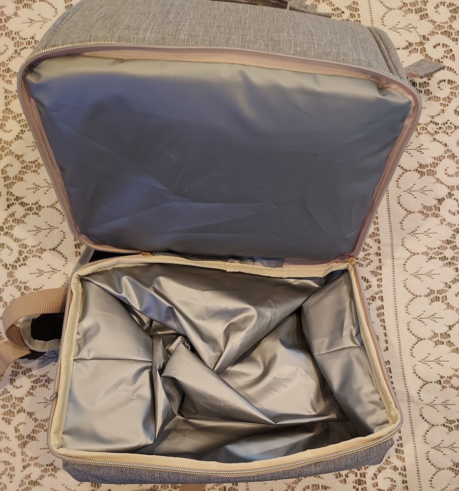 Momigo Breast Pump Backpack Bag Double layer Insulation USB Charging Grey Great!