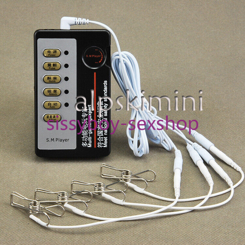 New Intimate Stretching 4 Nipple Ring Shock E Stim Sounding Toy Accessory Set