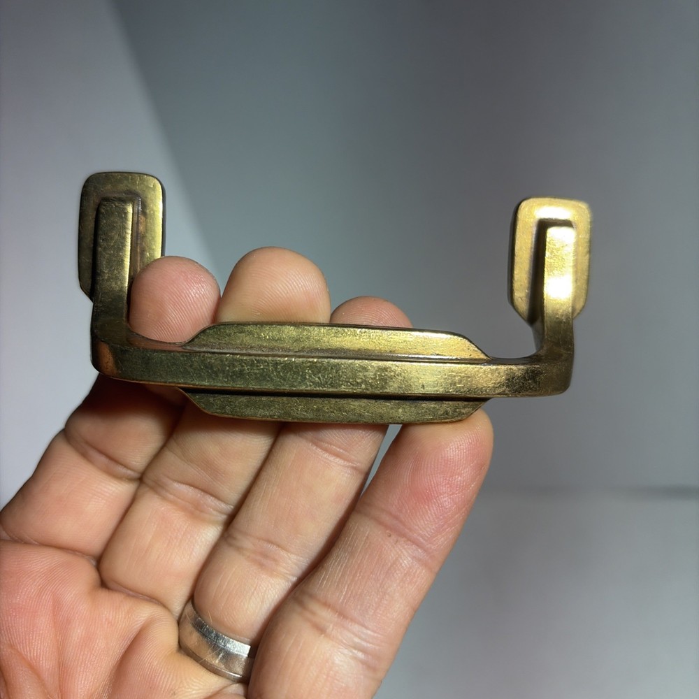 Vintage Art Deco Mid Century Modern Style Single Brass Drawer Pull Handle