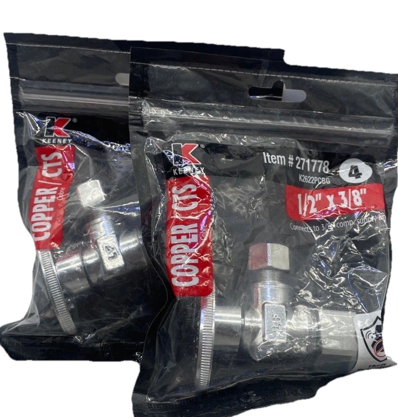 Keeney Cooper 1/2-in Compression x 3/8-in Compression Quarter Turn Angle Valve