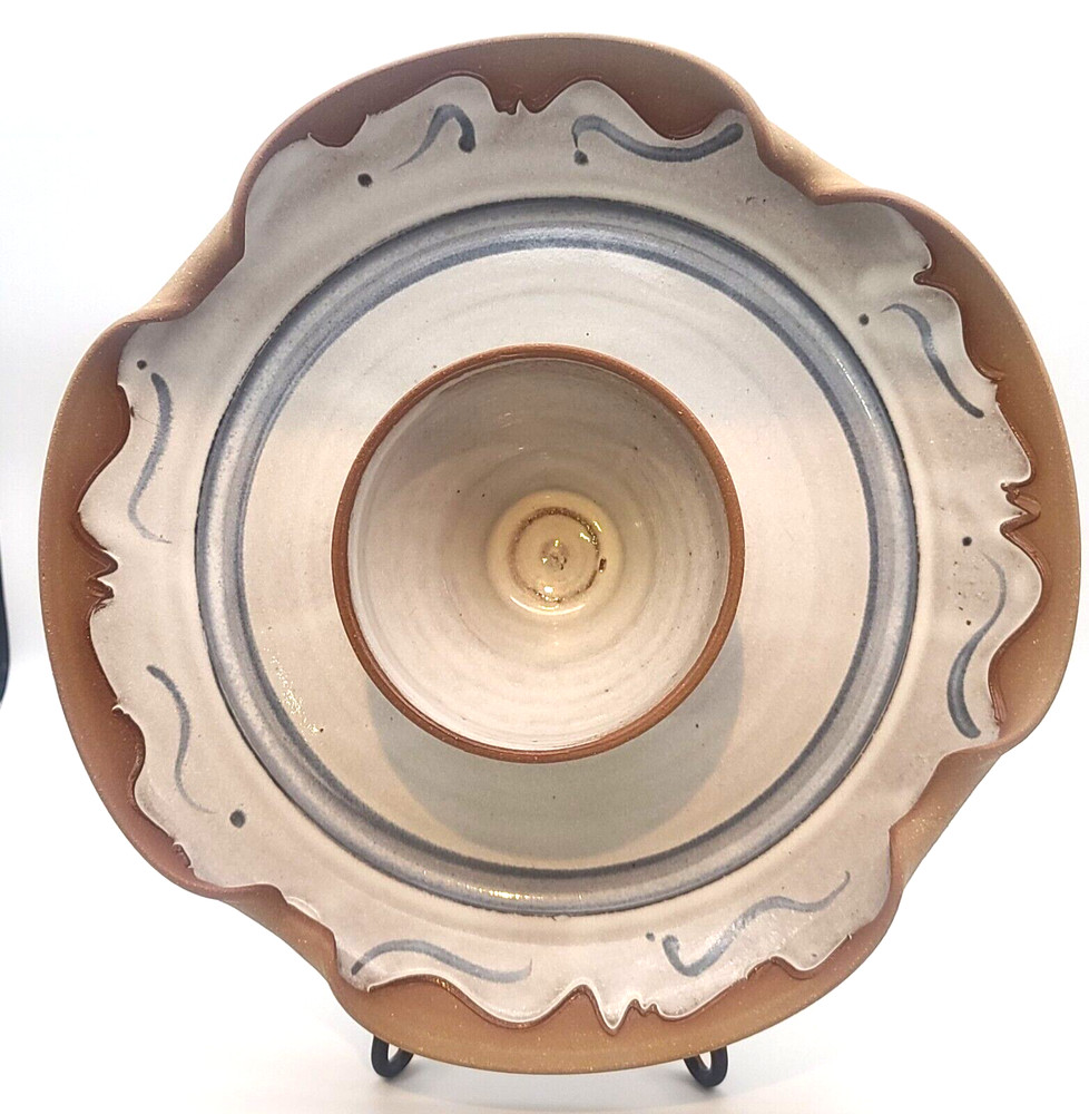 Studio Pottery Handthrown Stoneware Glazed Chip and Dip Tray Platter Signed H