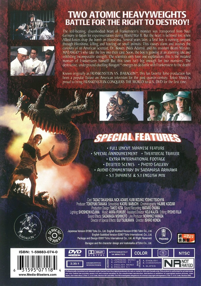 Frankenstein Conquers the World (DVD, 2007)