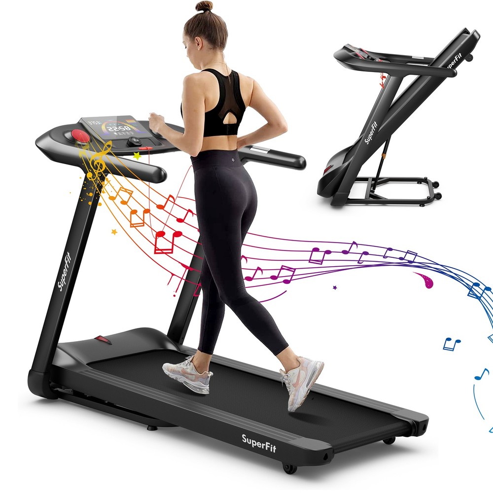 4.75HP Treadmill Folding Electric Running Machine w/ Voice & APP Control
