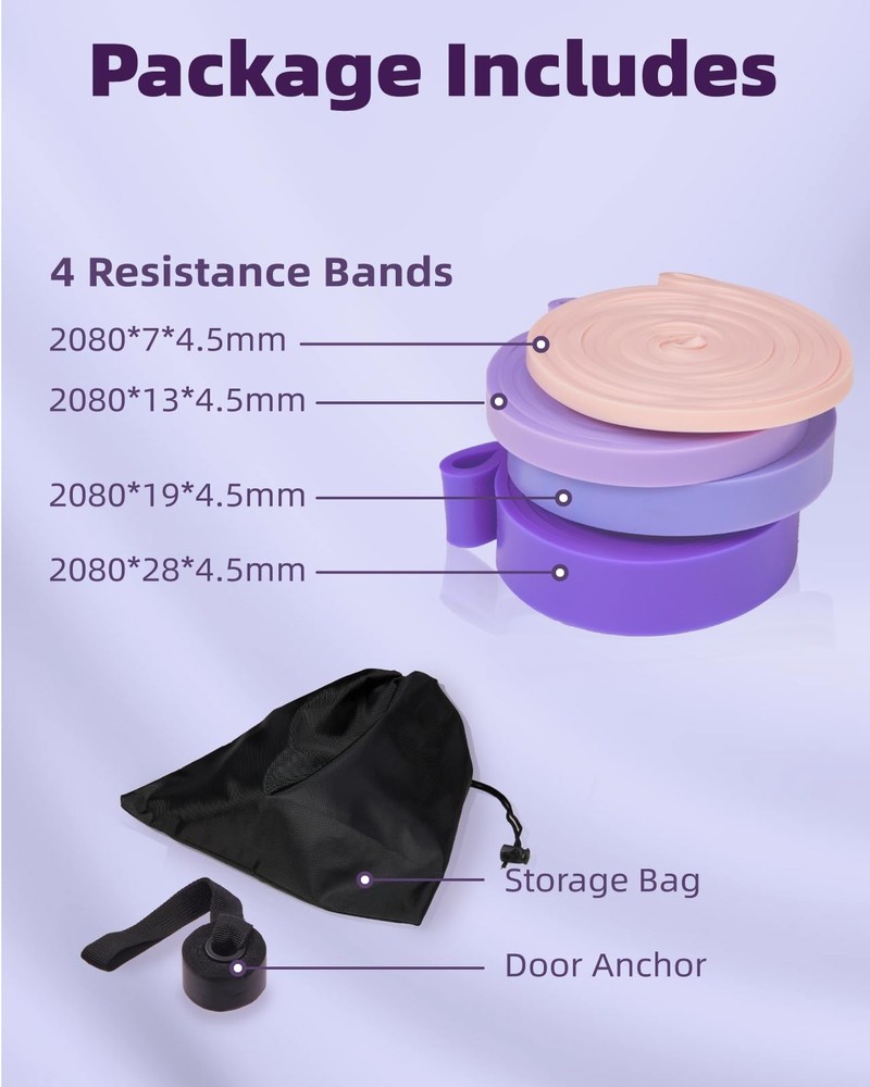 Pull Up Bands, 5-80lbs Resistance Bands Set with Door Anchor, Stretching Assi...