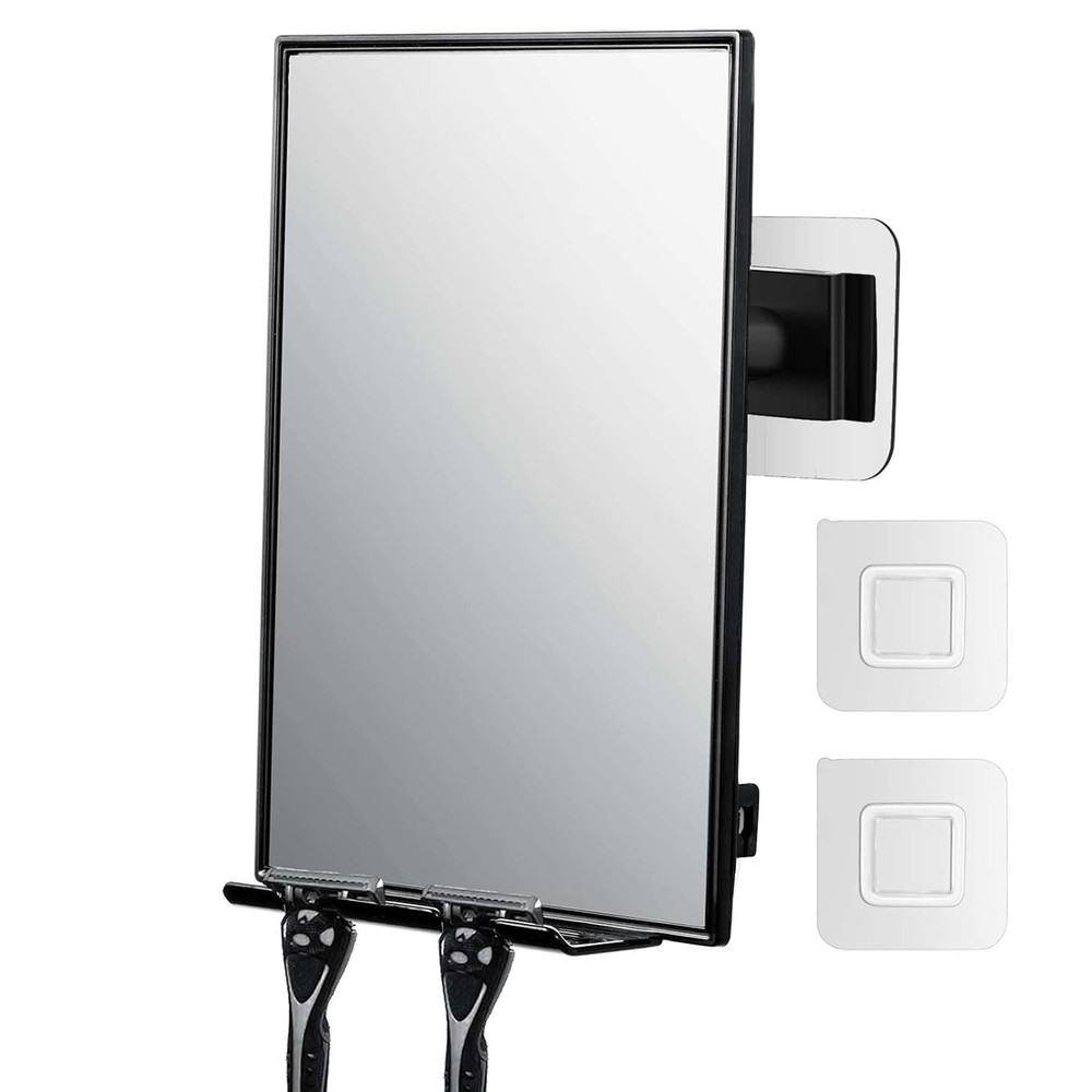 LFOYOU Shower Mirror for Shaving with 2 Replaceable Adhesive - Two Razor Holder,