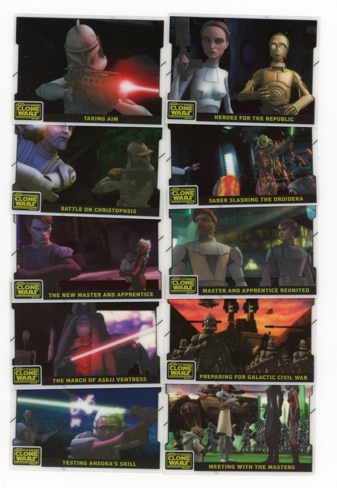 2008 TOPPS STAR WARS - CLONE WARS "ANIMATION CEL CARD" 10 CARDS COMPLETE SET