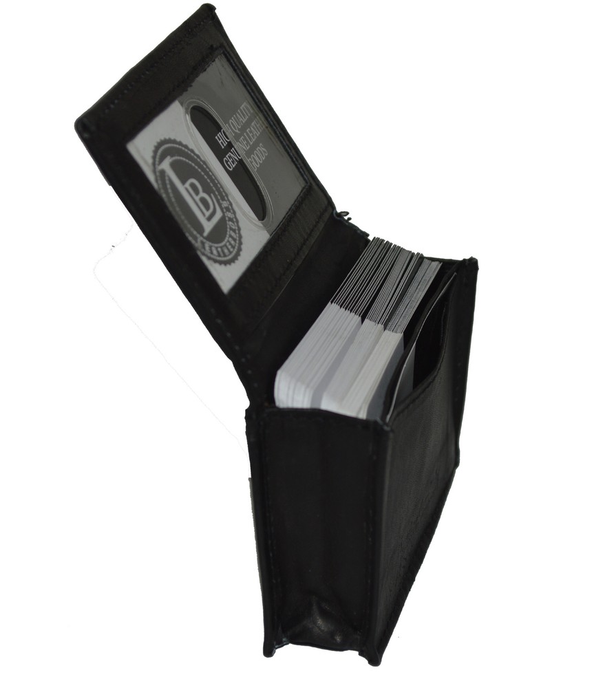 Leatherboss Leather Card Case Front Pocket Wallet ID Window Slim Thin Mini