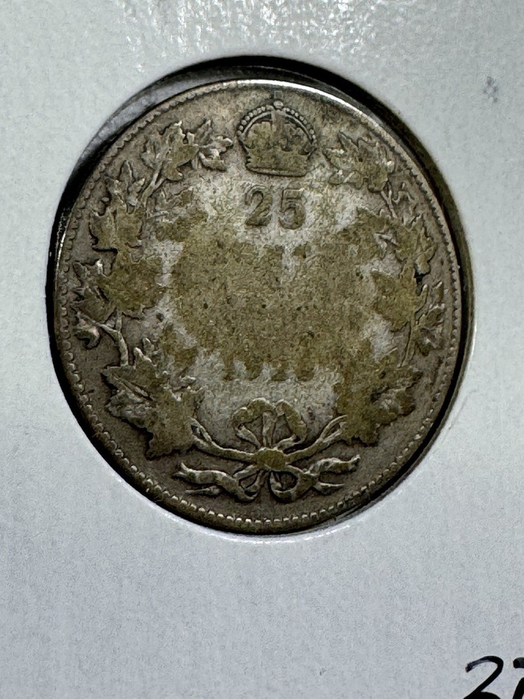 1928 Canada 25 Cents Silver Coin