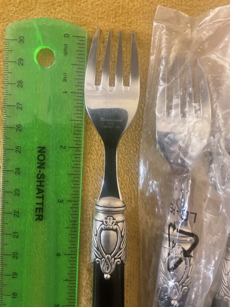 (4) Salad Forks Home Essential RENAISSANCE BLACK