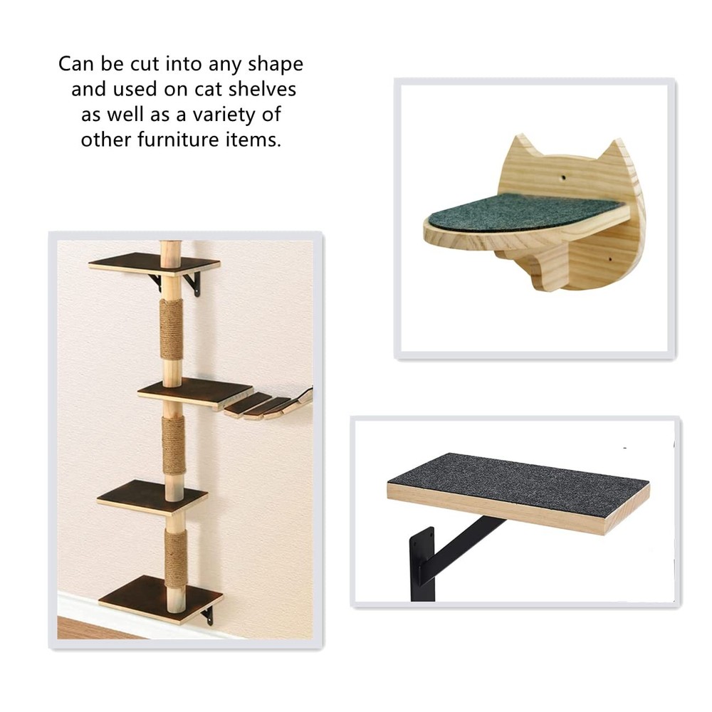 Trimmable Self-Adhesive Felt Mat Pad Replacement for Cat Tree Shelf Shelves C...