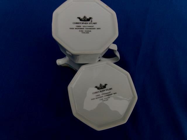 CHRISTOPHER STUART *SOUTHWEST* CREAMER & COVERED SUGAR BOWL UNUSED