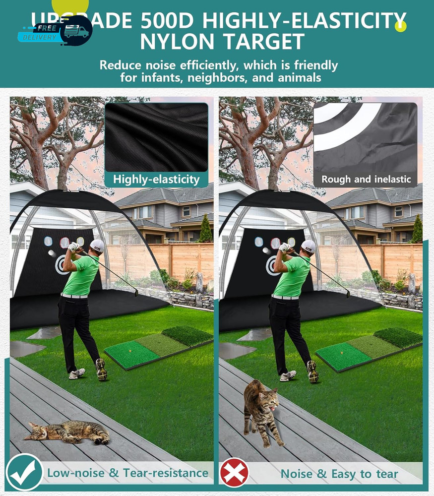 Golf Net: 10X7Ft Golf Practice Net for Backyard Driving Hitting Net