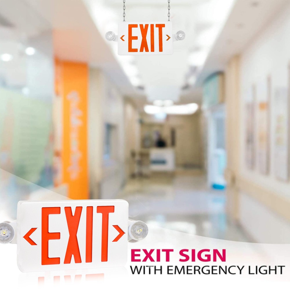 2Pack Red LED Exit Sign,UL-Listed Emergency Light -Dual Lamp ABS Fire Resistance