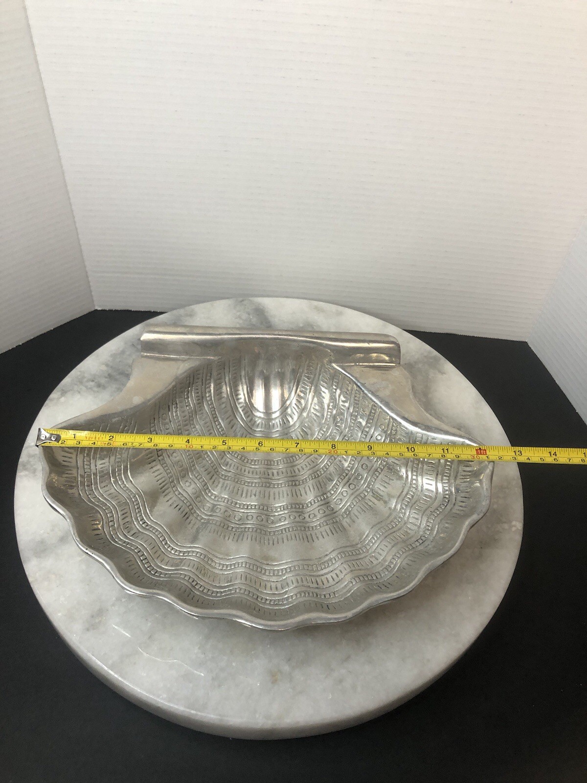 Silver Plated Pewter Nautical Sea Shell Clam Bowl Dish in EUC