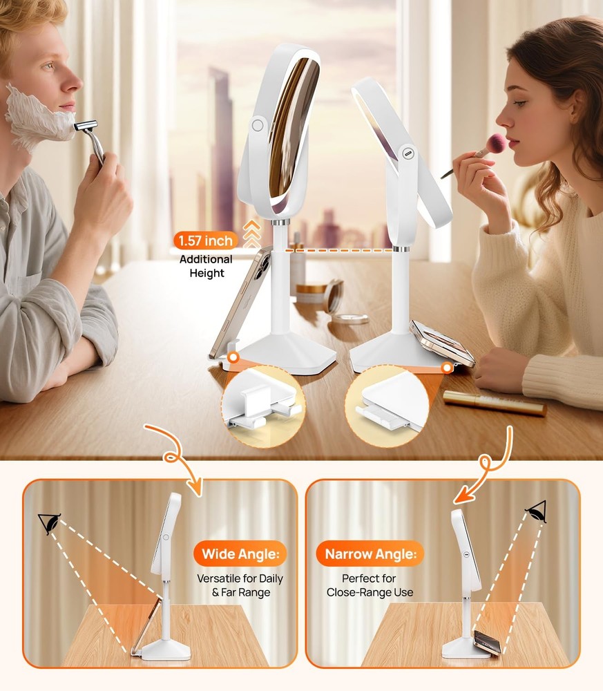 1X/10X Lighted Magnifying Mirror with Lights, Height Adjustable Lighted Makeu...