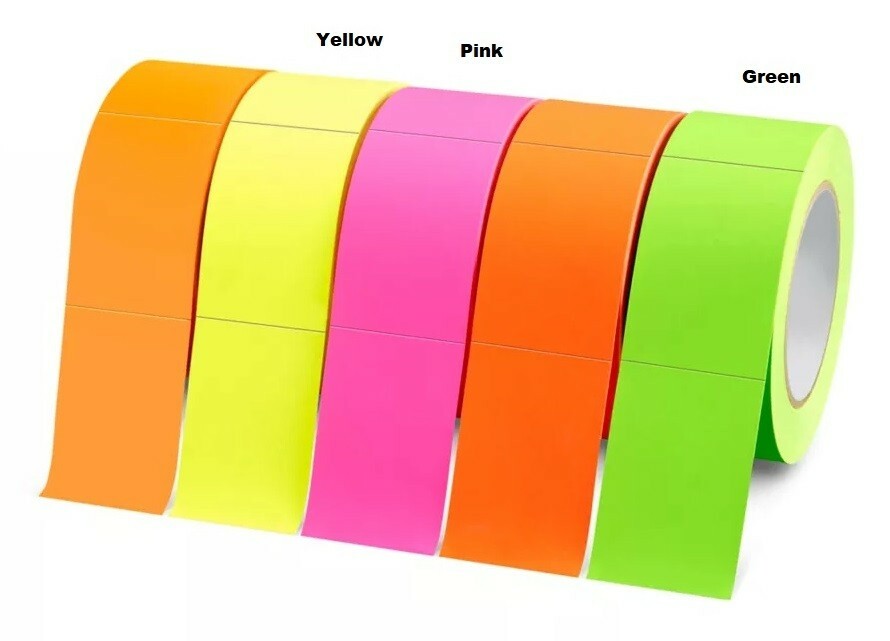 Tape Blank Inventory Rectangle Moving Labels 2" x 3" Fluorescent Yellow 500/Roll