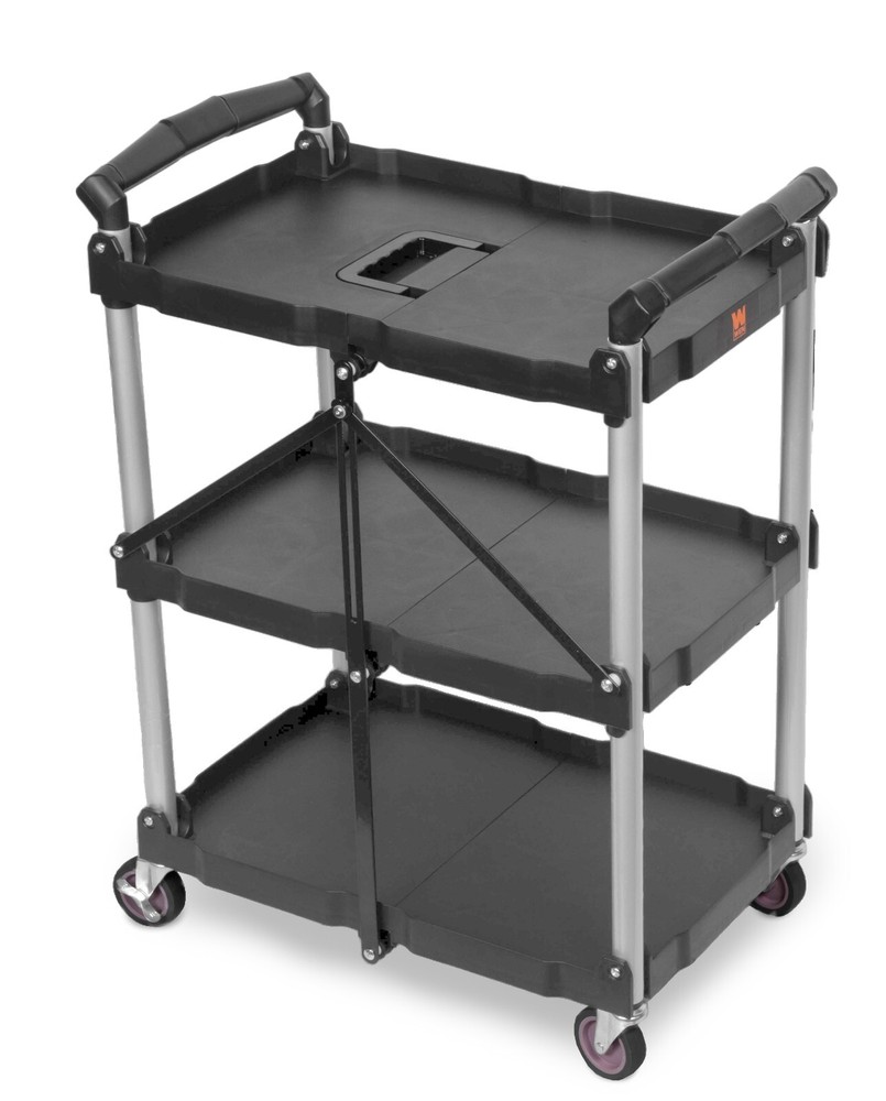WEN 73065 Compact Foldable Service Utility Cart, Three Tier 165-Pound Capacity