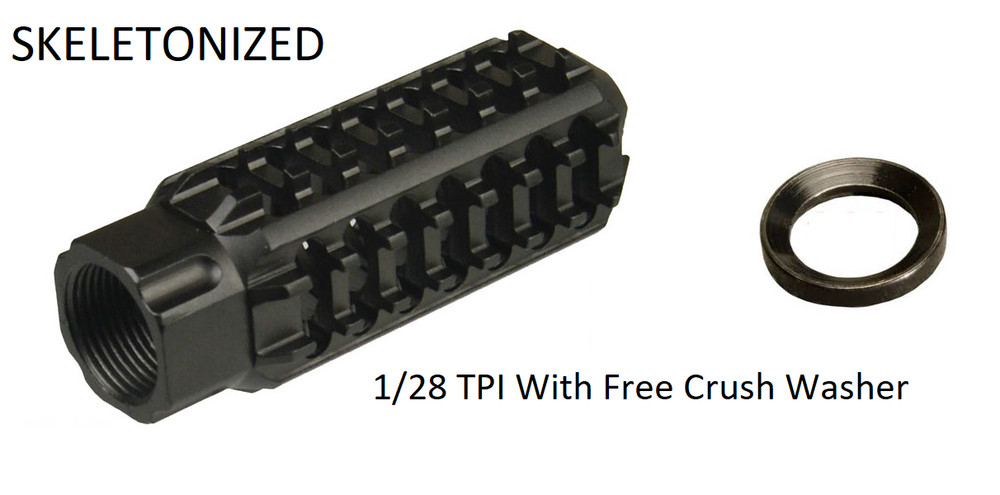 Aluminum Skeleton Muzzle Brake Compensator 1/2x28 Thread For .22LR Free Washer