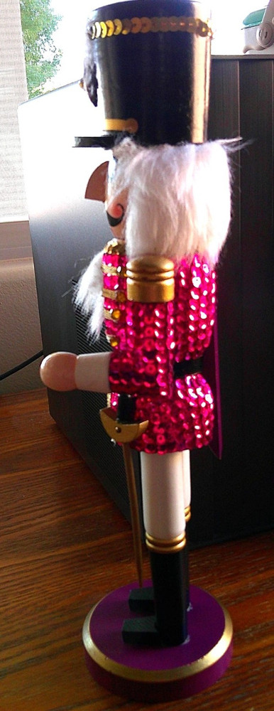 2011, NBC Trading, Purple/Gold Sequined Nutcracker Holiday Décor, 13.5", EUC