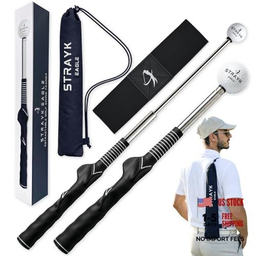 Retractable Golf Swing Trainer - Fix Your Slice, Improve Swing Tempo & Get
