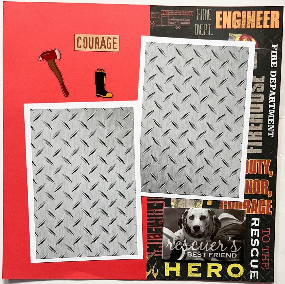 Fireman Scrapbook pages, Firefighter Layouts, Fireman Scrapbook Layout