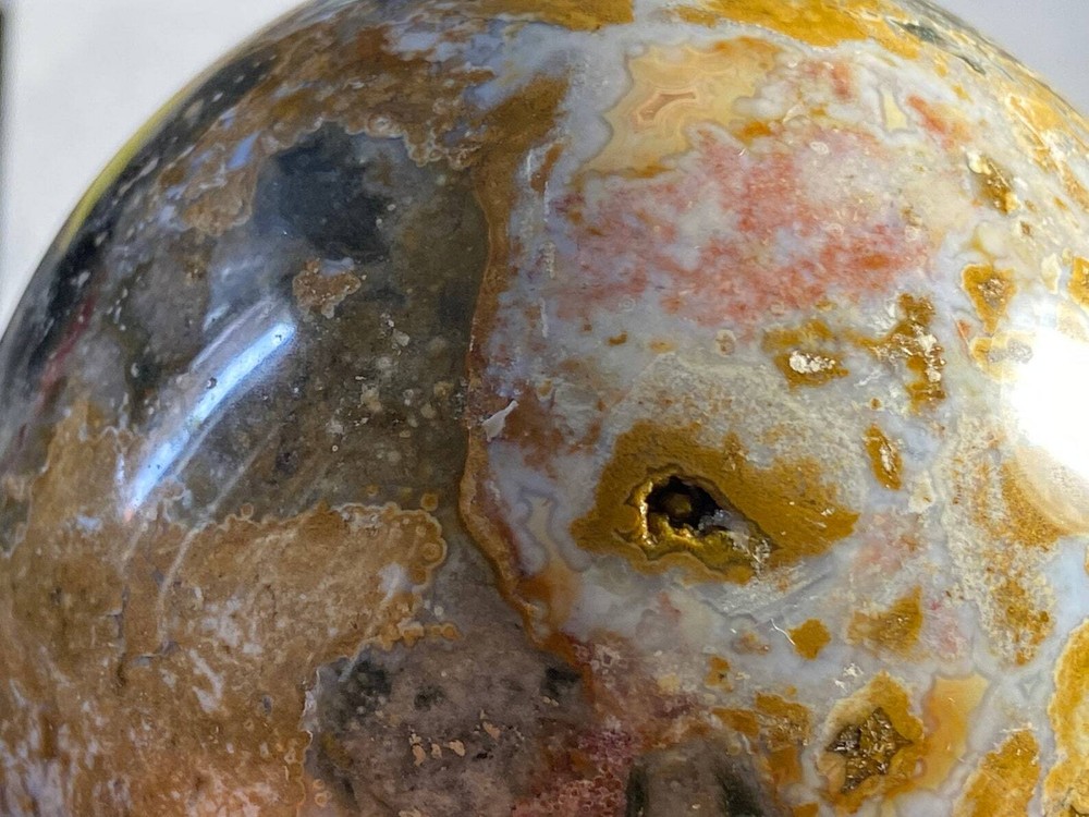 3.4" 86mm - 856gms "Exceptional Pattern"~OCEAN JASPER Sphere E1364