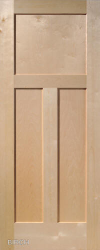 3 Panel Birch Flat Mission Shaker Stain Grade Solid Core Interior Wood Doors