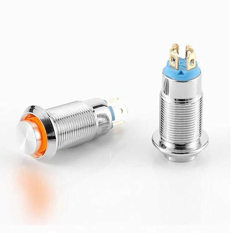 8mm 10mm Tall Head Metal Waterproof Push Button Switch Self Locking/Reset 3-220V