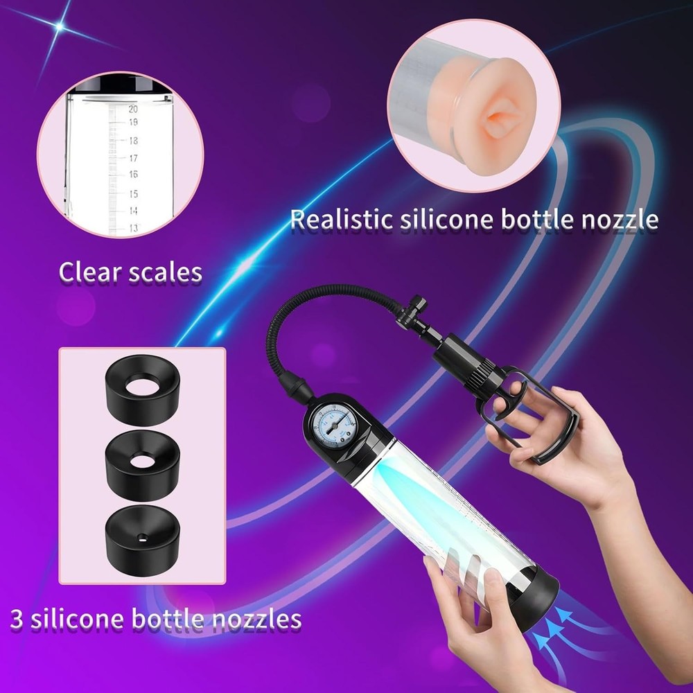 Erectile Dysfunction Vacuum Pump with Dial & 3 Silicone Rings for Optimal Fit