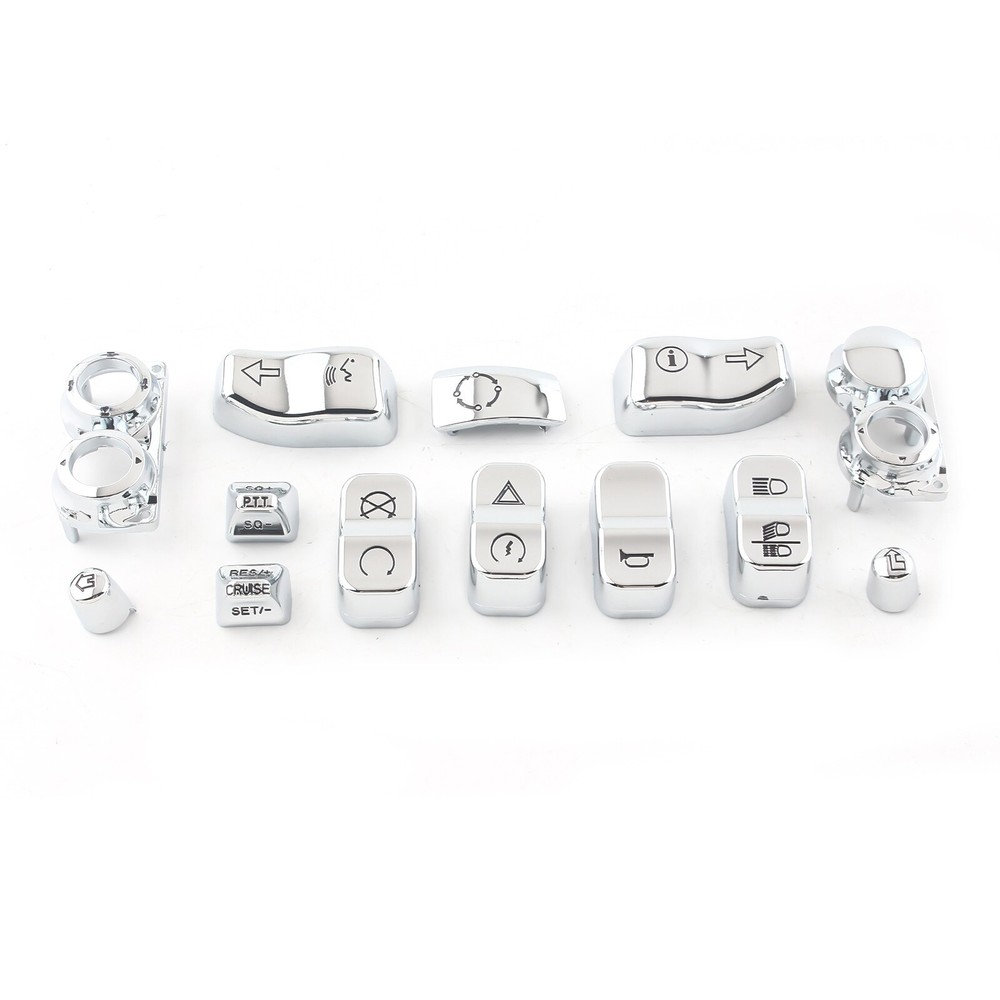 13pcs Chrome Hand Control Switch Housing Button Cap For Harley Touring 2014-2023