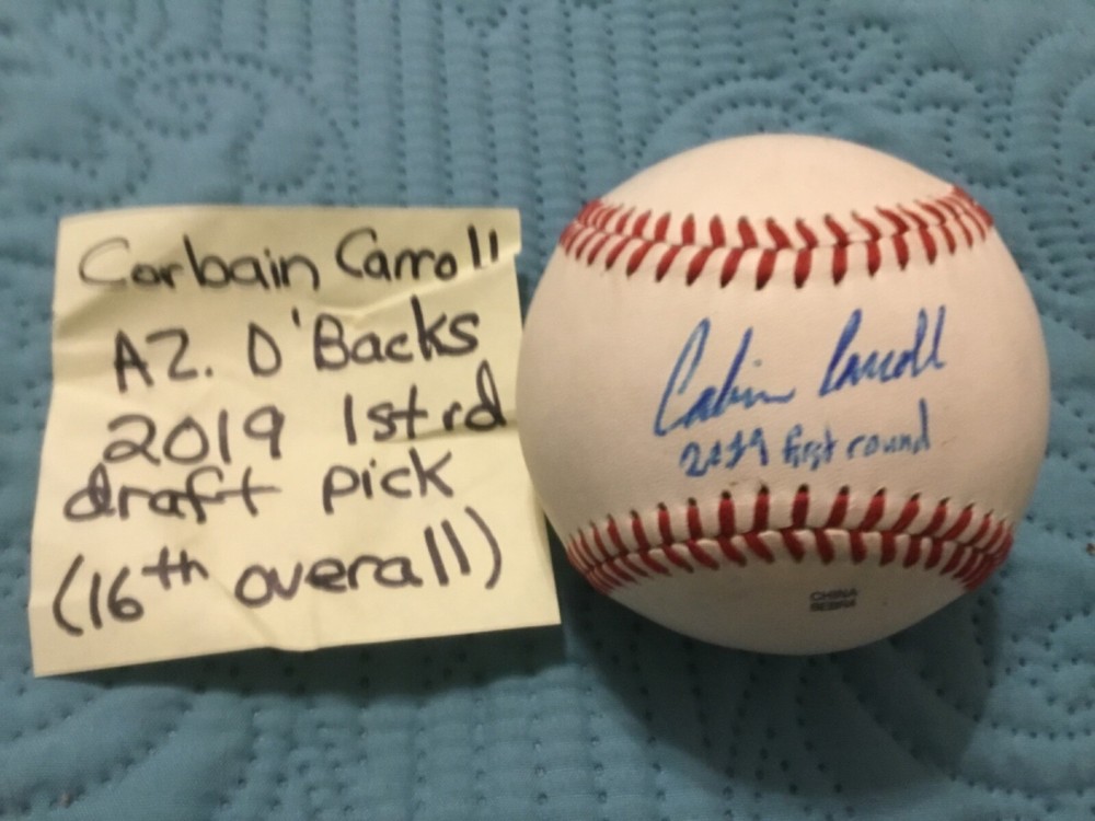 CORBAIN CARROLL SIGNED MNOR LEAGUE SIGNED BASEBALL/DIAMONDBACKS 2019 FIRST RD