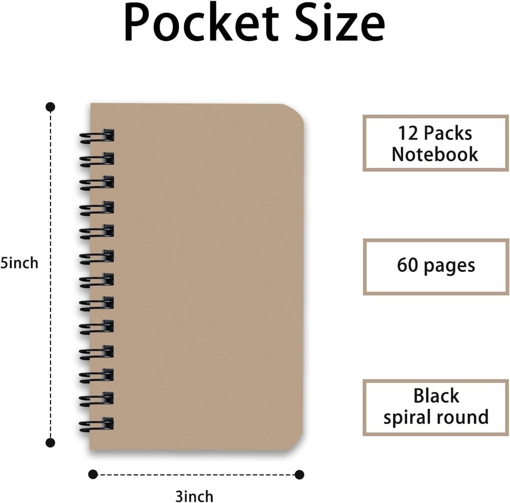 6 Pack Spiral Notebook Small Pocket Notebook 3x5 Spiral Notepads With Lined Page