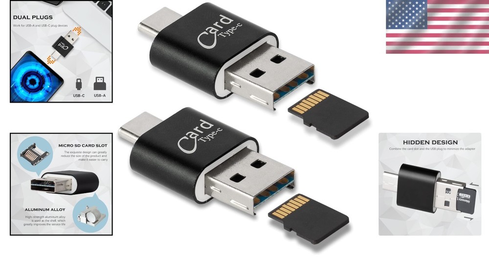 Universal Micro SD Card Reader - 2-Pack USB-C & USB Adapter for Quick Access