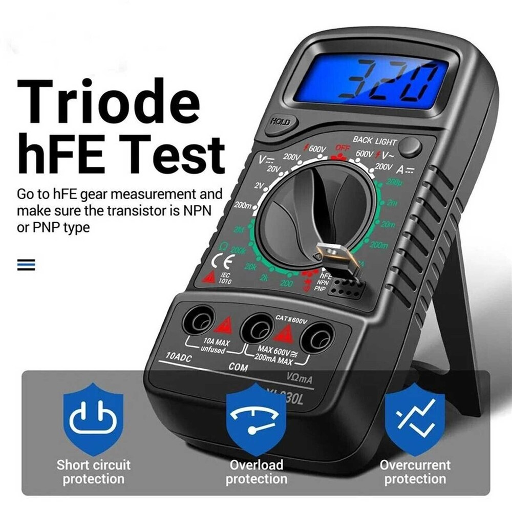 Multifunction Digital Multimeter 1999 Counts AC/DC Volt Current Ohm Tester Meter