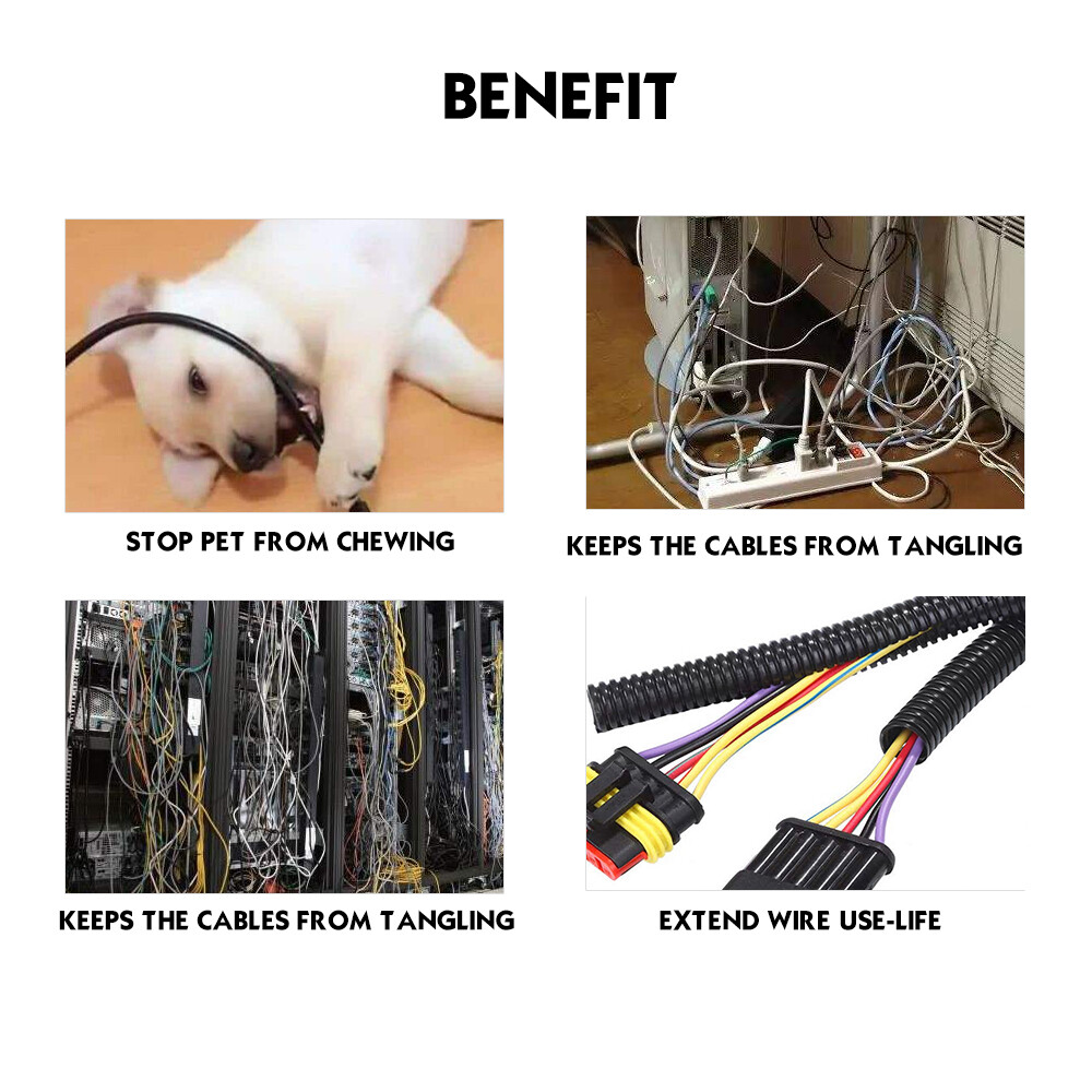 Split Wire Loom Tubing Cords Harness Protector Organization, Keep Cables Neat