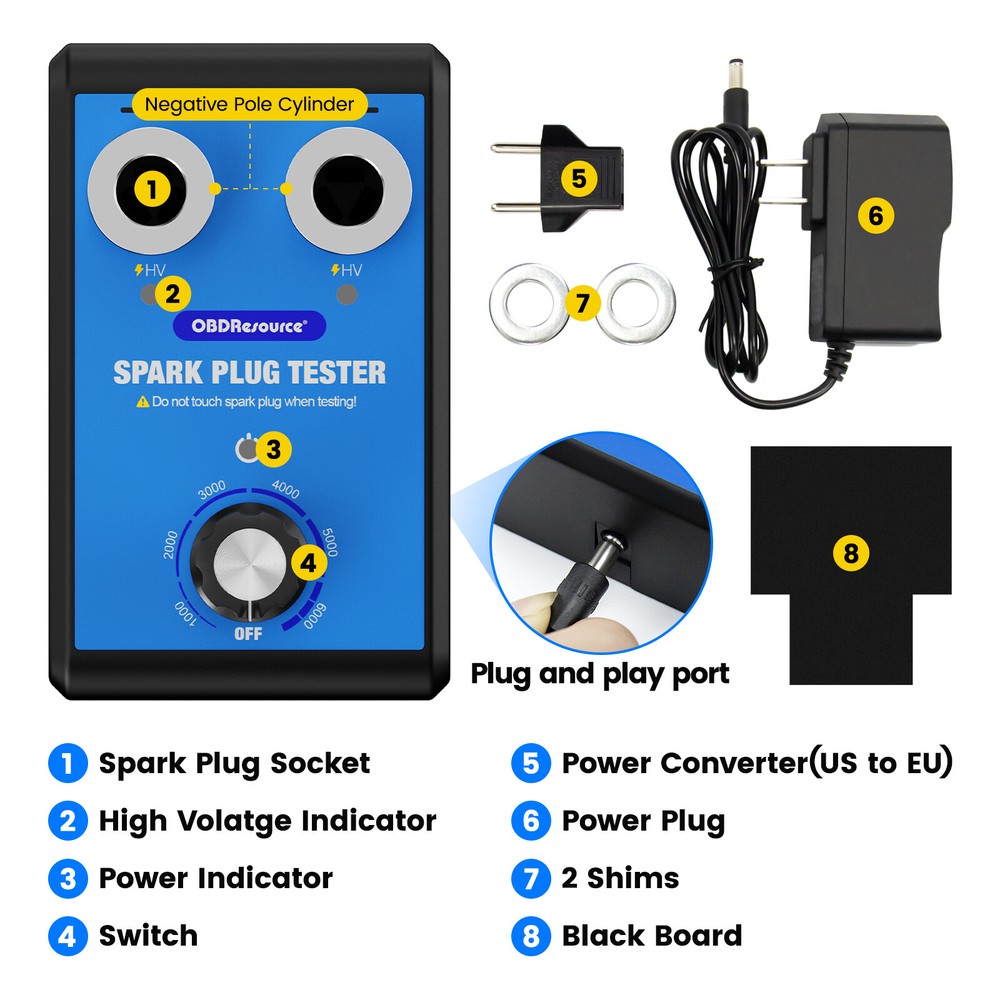 2024 Spark Plug Tester Dual Hole Diagnostic Tool Gasoline Car Ignition Analyzer
