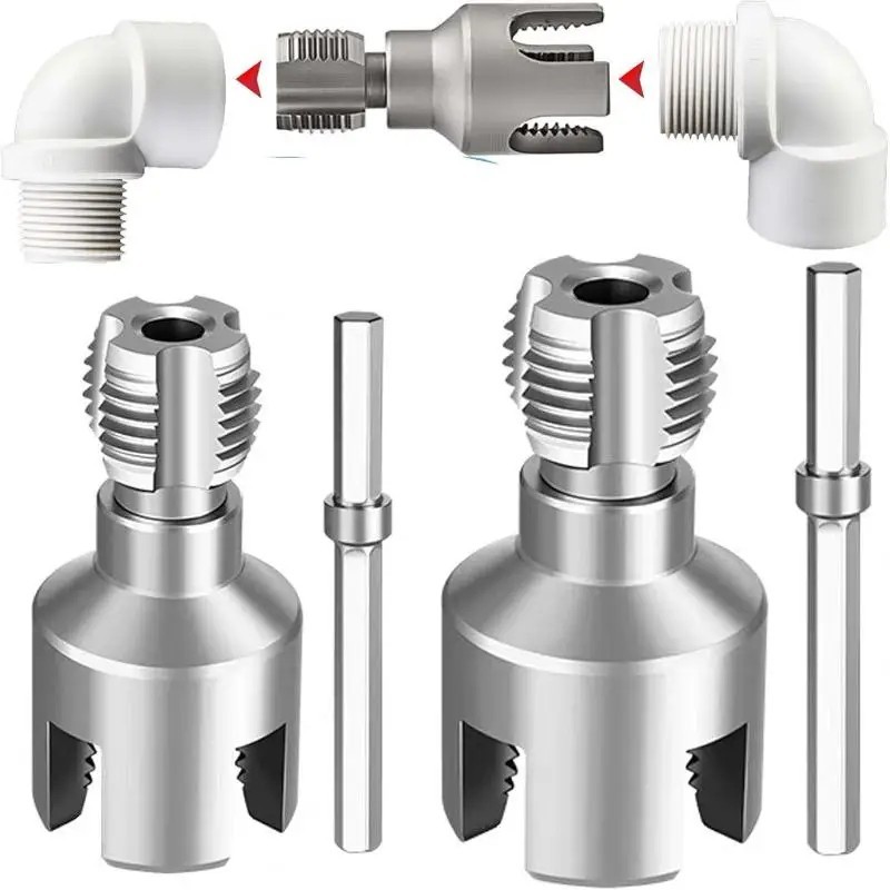 2Pcs 1/2''&3/4'' Water Pipe Integrated Internal & External Pipe Threading Tool
