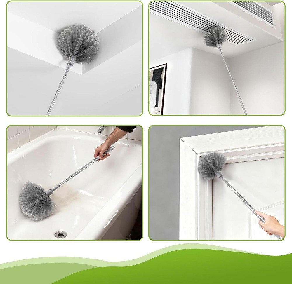 100-inch Duster with Extension Pole, 8-in-1 Cobweb Duster Kit Includes Chenille
