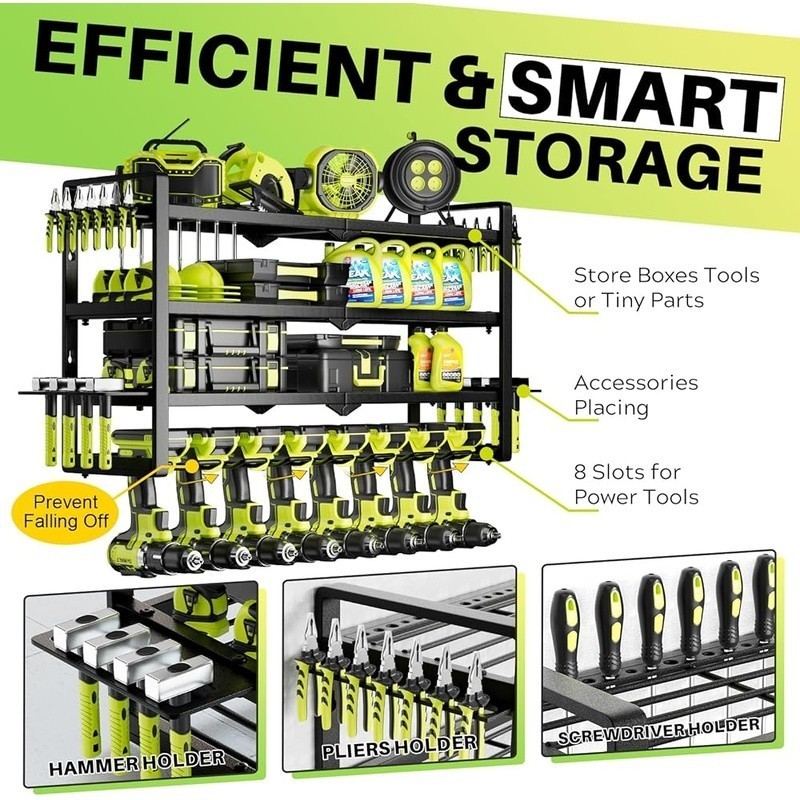 Large Power Tool Organizer Wall Mount Garage Storage Cordless Tool Storage Rack