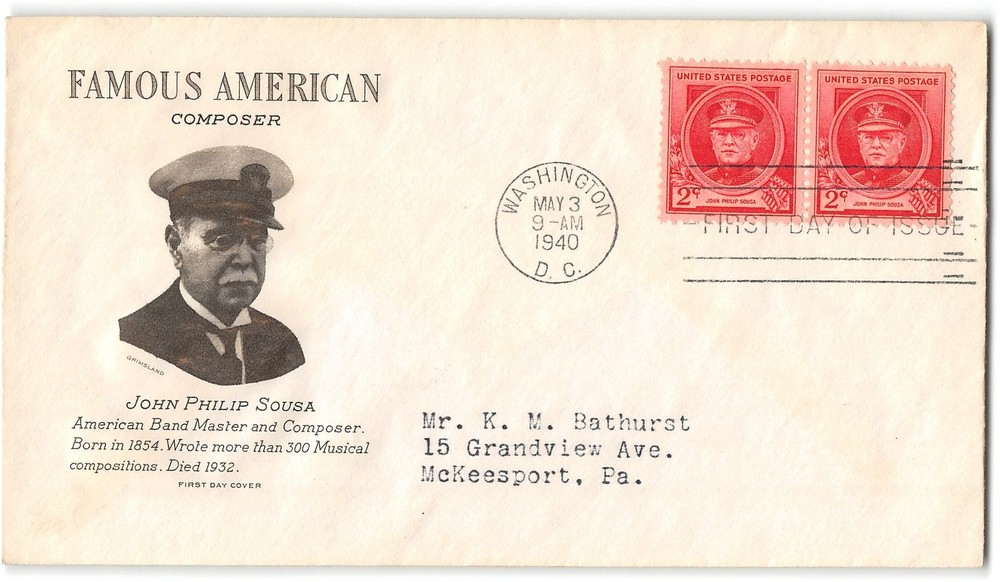 US #880 FDC, 1940, Grimsland
