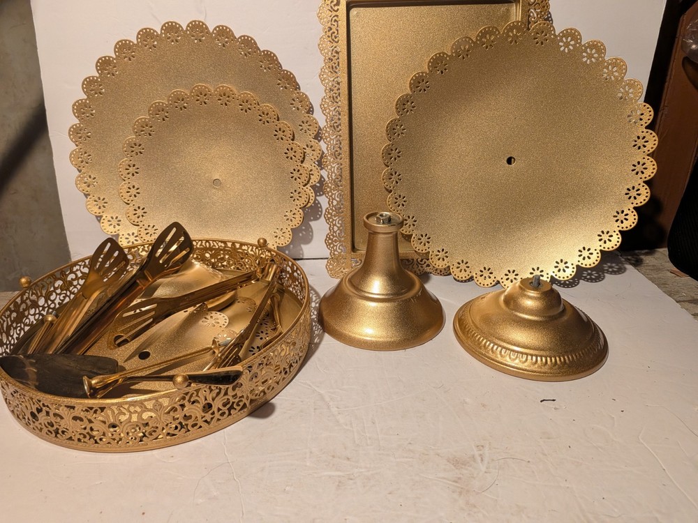 Gold Painted Food Display Set