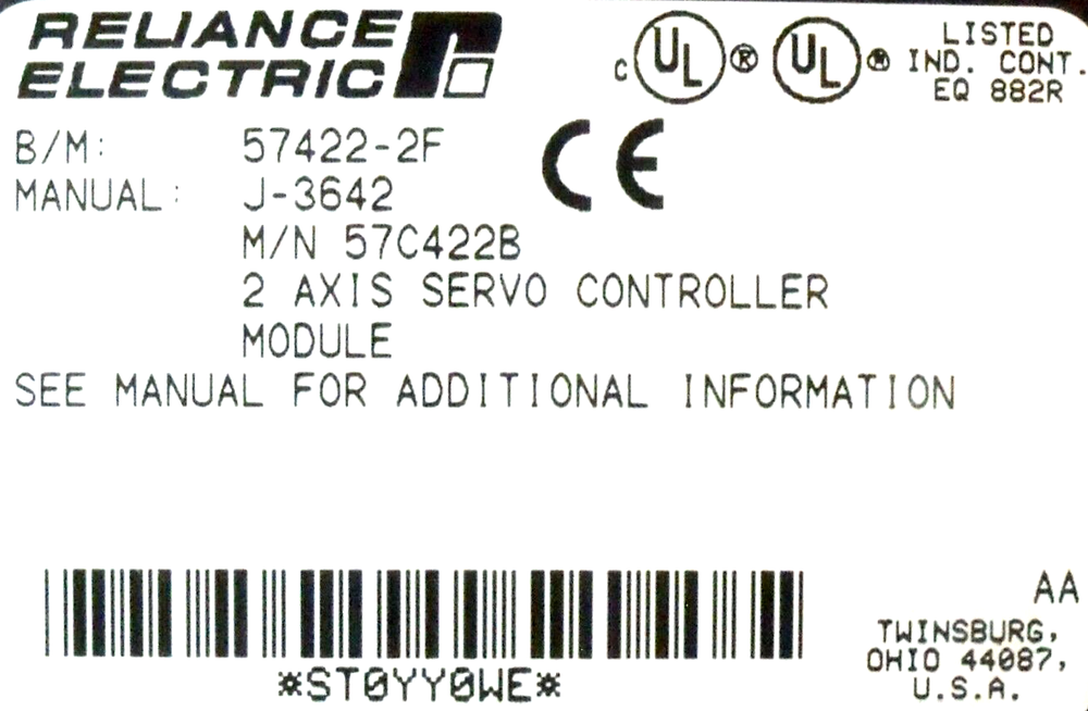 NIB Reliance Electric 57C422B AutoMax 2-Axis Servo Control Module with DCS