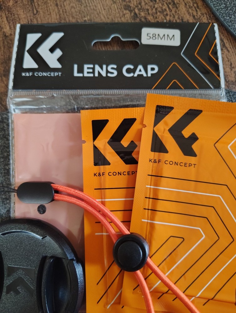 58mm Lens Front Cap Black Plastic w/ keeper String (NEW)